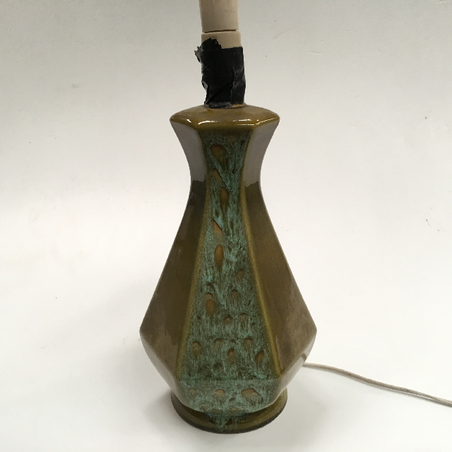 LAMP, Base (Table) - 1960s Olive Green Ceramic